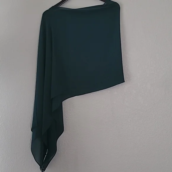 Eileen Fisher Pine Sheer Silk Georgette Wrap One Size - Picture 4 of 7